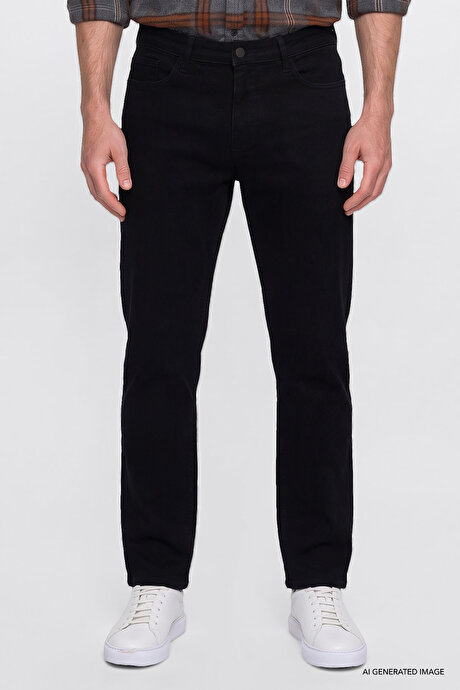 Pamuklu Baggy Fit 5 Cepli Esnek Jean Kot Denim Siyah Denim Pantolon resmi
