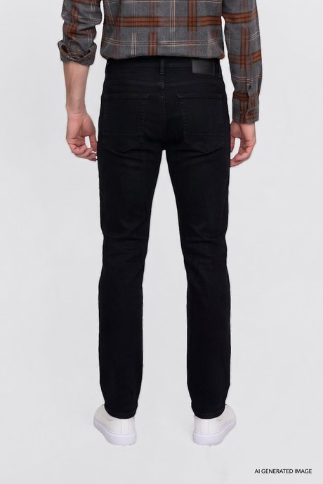 Pamuklu Baggy Fit 5 Cepli Esnek Jean Kot Denim Siyah Denim Pantolon resmi