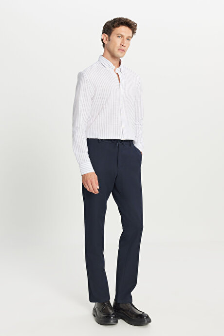 %100 Pamuk Slim Fit Dar Kesim Düğmeli Yaka Armürlü Gri Gömlek resmi