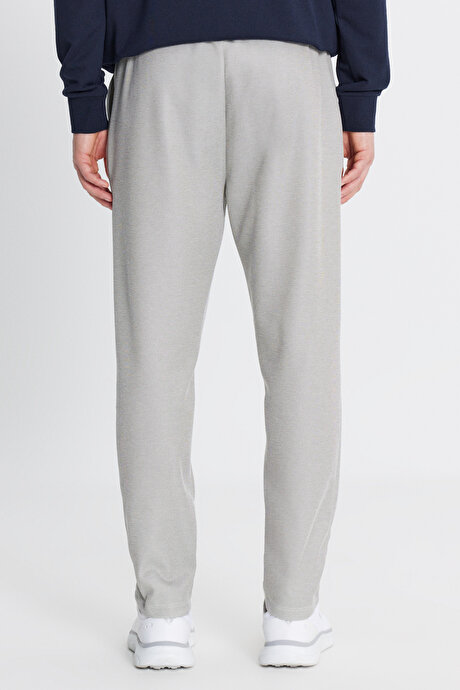 Pamuklu Standart Fit Normal Kesim Beli Bağlamalı Yan Cepli Jakarlı Haki Melanj Eşofman Altı resmi