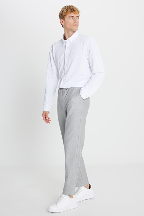 Pamuklu Standart Fit Normal Kesim Beli Bağlamalı Yan Cepli Jakarlı SIYAH MELANJ Eşofman Altı resmi