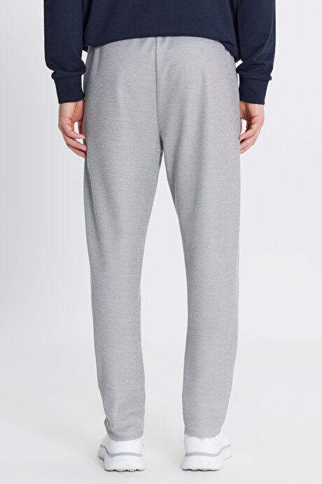 Pamuklu Standart Fit Normal Kesim Beli Bağlamalı Yan Cepli Jakarlı SIYAH MELANJ Eşofman Altı resmi