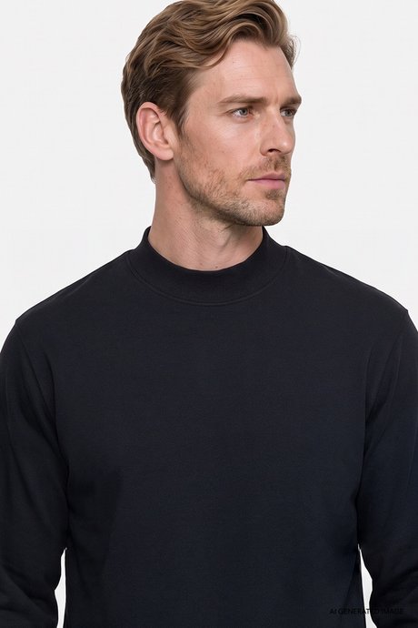 Pamuklu Standart Fit Normal Kesim Yarım Balıkçı Yaka Lacivert Sweatshirt resmi