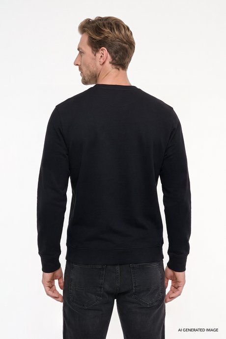 Pamuklu Standart Fit Normal Kesim Yarım Balıkçı Yaka Lacivert Sweatshirt resmi
