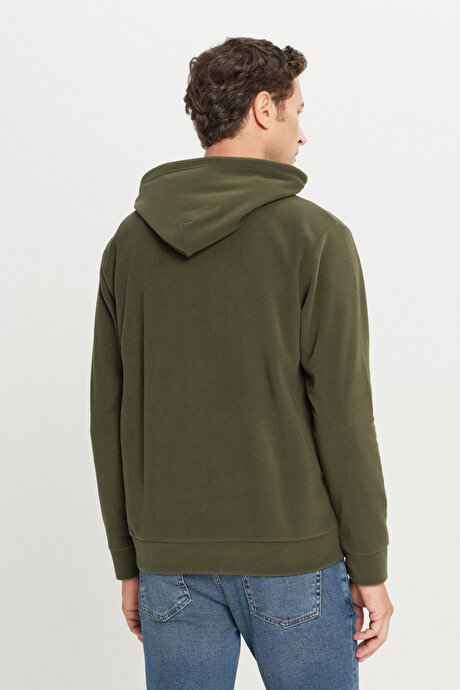 Standart Fit Normal Kesim Bisiklet Yaka Haki Polar resmi