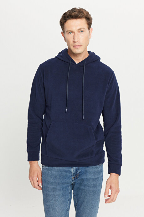 Standart Fit Normal Kesim Bisiklet Yaka Lacivert Polar resmi