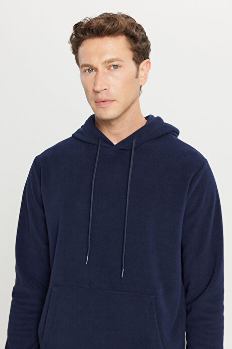 Standart Fit Normal Kesim Bisiklet Yaka Lacivert Polar resmi