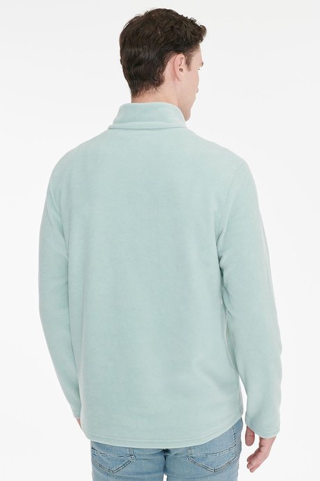 Anti-Pilling Tüylenme Yapmayan Soğuk Geçirmez Standart Fit Bato Yaka Nakışlı Sweatshirt Çağla Polar resmi