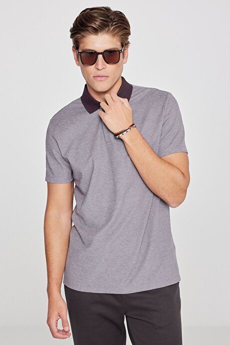 Pamuklu Slim Fit Dar Kesim Polo Yaka Acı Kahve Tişört resmi