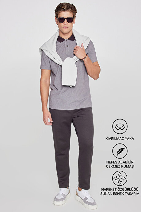 Pamuklu Slim Fit Dar Kesim Polo Yaka Acı Kahve Tişört resmi