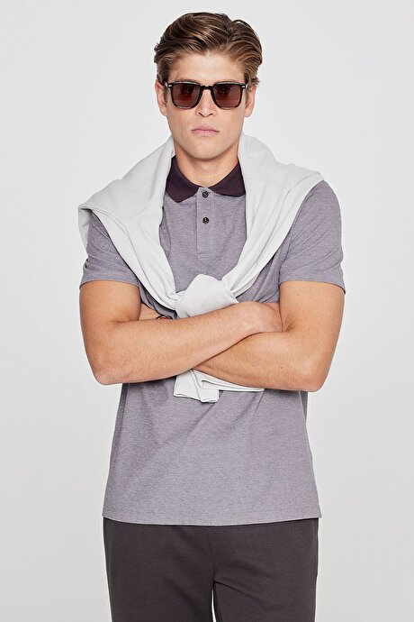 Pamuklu Slim Fit Dar Kesim Polo Yaka Acı Kahve Tişört resmi