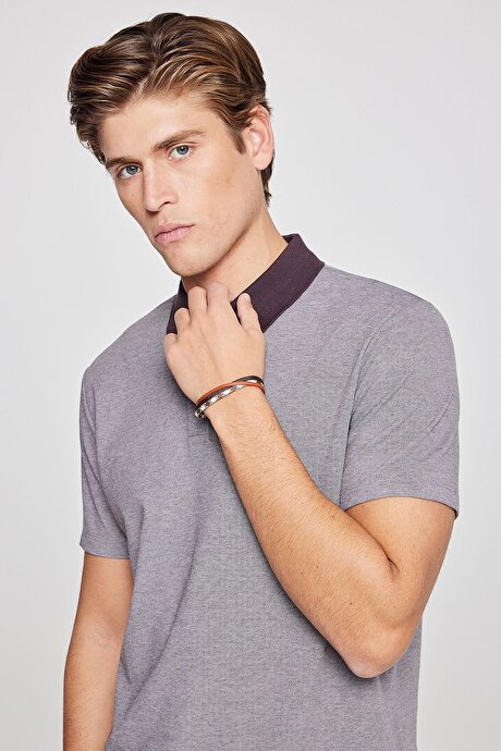 Pamuklu Slim Fit Dar Kesim Polo Yaka Acı Kahve Tişört resmi