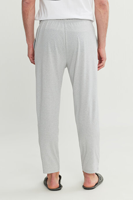 Pamuklu Standart Fit Normal Kesim Beli Lastikli Cepli Gri Melanj PIJAMA ALTI resmi