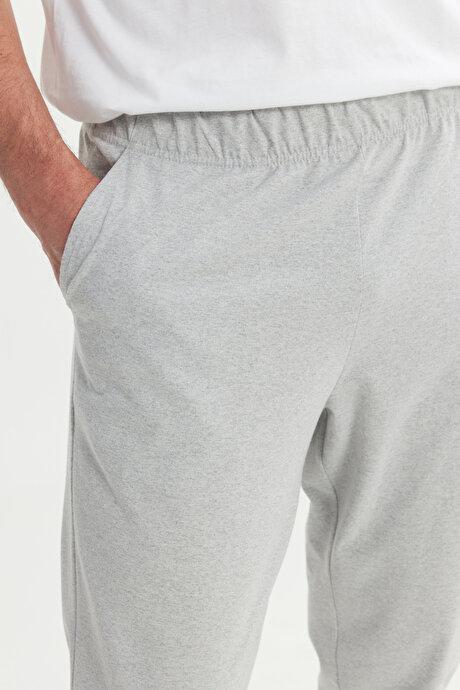 Pamuklu Standart Fit Normal Kesim Beli Lastikli Cepli Gri Melanj PIJAMA ALTI resmi