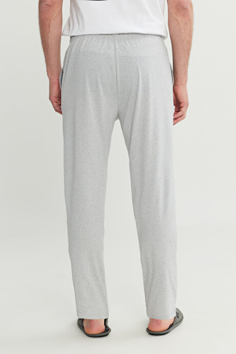 Pamuklu Standart Fit Normal Kesim Beli Lastikli Cepli Gri Melanj PIJAMA ALTI resmi