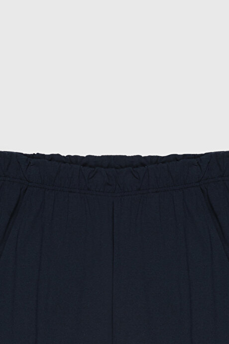 Pamuklu Standart Fit Normal Kesim Beli Lastikli Cepli Lacivert PIJAMA ALTI resmi