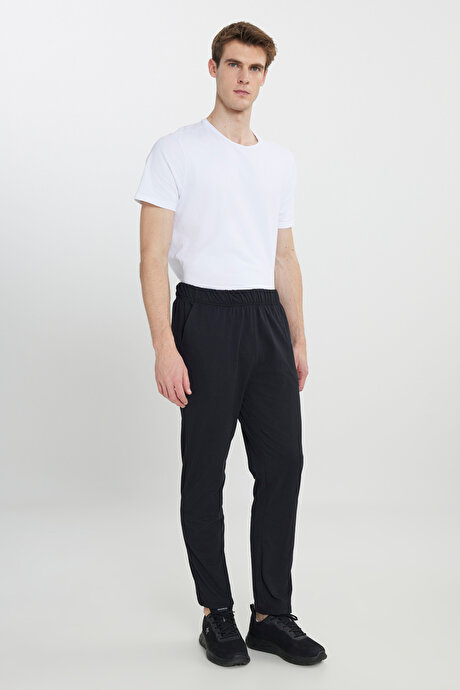 Pamuklu Standart Fit Normal Kesim Beli Lastikli Cepli Siyah PIJAMA ALTI resmi