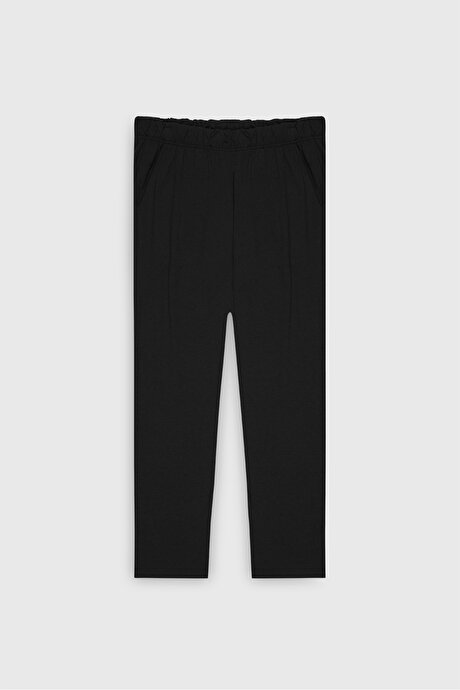 Pamuklu Standart Fit Normal Kesim Beli Lastikli Cepli Siyah PIJAMA ALTI resmi