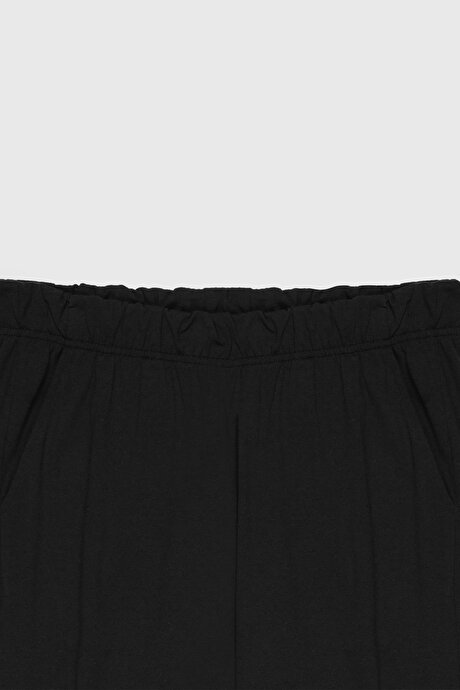 Pamuklu Standart Fit Normal Kesim Beli Lastikli Cepli Siyah PIJAMA ALTI resmi