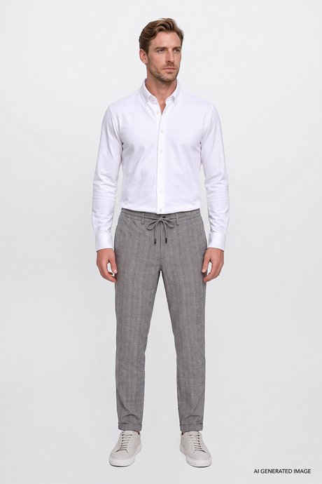 Pamuklu Tailored Slim Fit Dar Kesim Düğmeli Yaka Örme Beyaz Gömlek resmi