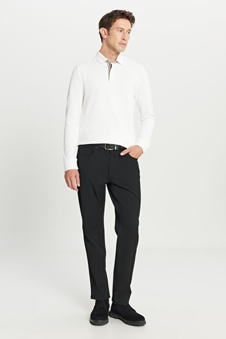 Yumuşak Dokulu Slim Fit Dar Kesim 5 Cepli Esnek Casual Siyah Pantolon resmi