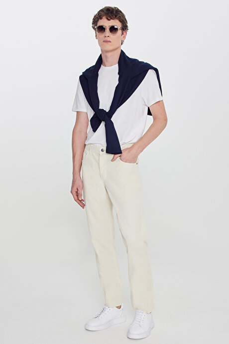 Pamuklu Slim Fit Dar Kesim 5 Cepli Armürlü Esnek Taş Pantolon resmi