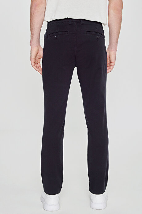 Pamuklu Slim Fit Dar Kesim Yan Cepli Esnek Siyah Chino Pantolon resmi