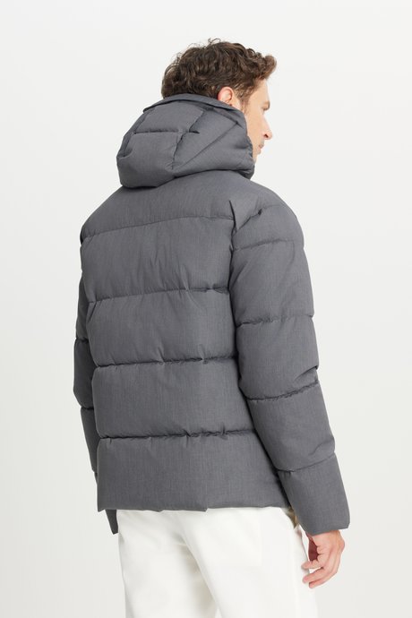 Pamuklu Standart Fit Normal Kesim Kapüşoınlu Dik Yaka Yan Cepli Casual Gri Mont resmi