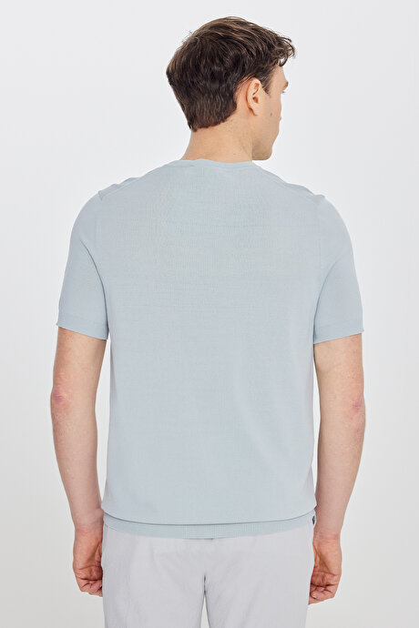 Standart Fit Normal Kesim Bisiklet Yaka Triko Mint Tişört resmi