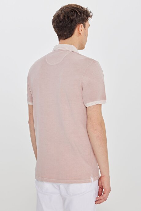 %100 Pamuk Slim Fit Dar Kesim Polo Yaka Gül Kurusu Tişört resmi