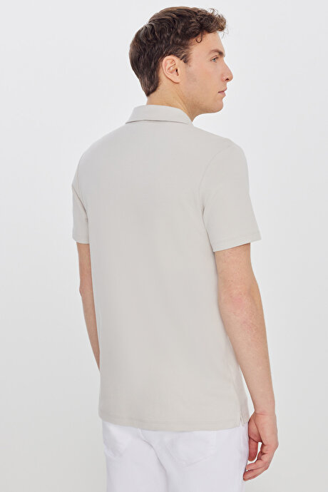 %100 Pamuk Slim Fit Dar Kesim Polo Yaka Taş Tişört resmi