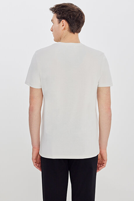 Yumuşak Dokulu Slim Fit Dar Kesim Bisiklet Yaka Bej Tişört resmi