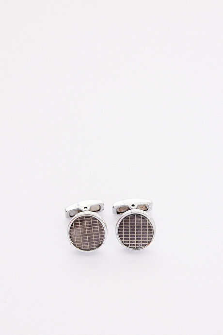 Düz Klasik Gümüş Kol Düğmesi resmi