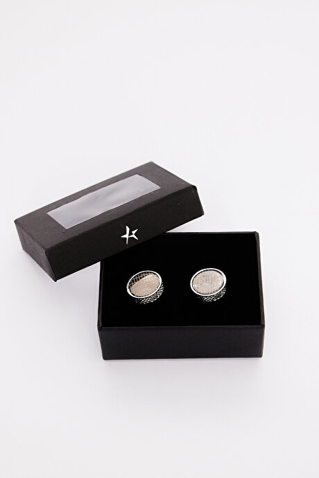 Düz Klasik Gümüş Kol Düğmesi resmi