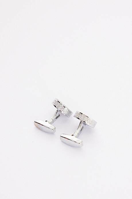 Düz Klasik Gümüş Kol Düğmesi resmi