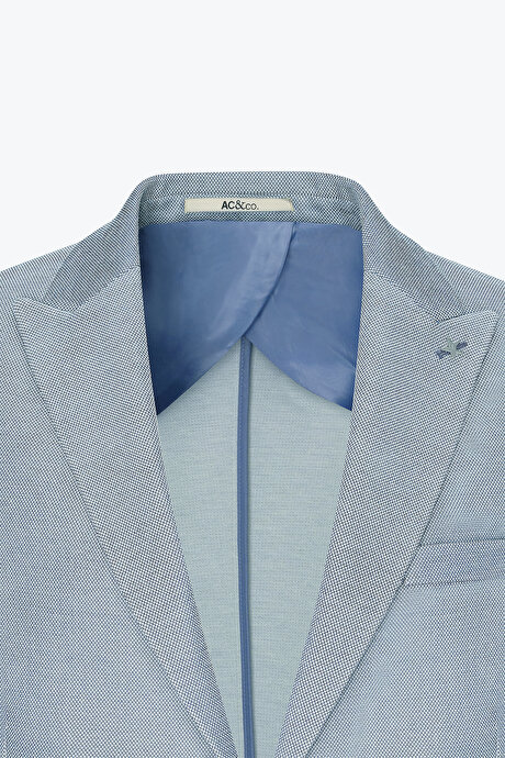 Pamuklu Slim Fit Dar Kesim Kırlangıç Yaka Torba Cepli Mavi Ceket resmi