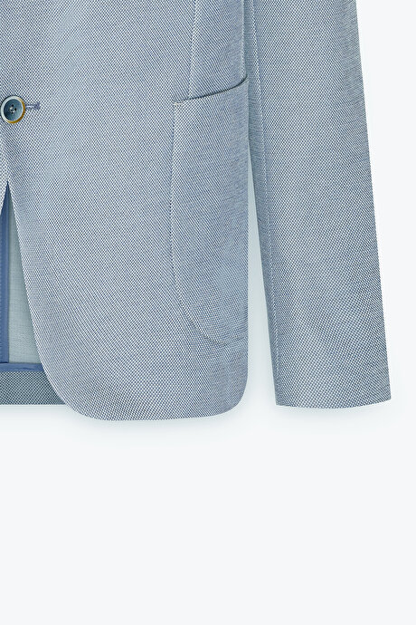 Pamuklu Slim Fit Dar Kesim Kırlangıç Yaka Torba Cepli Mavi Ceket resmi