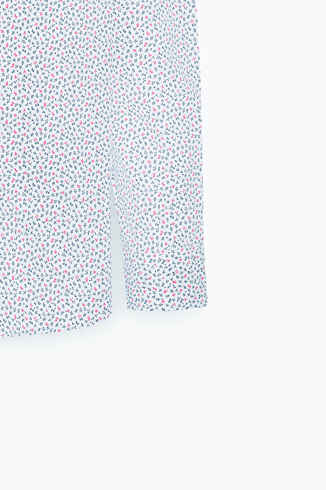 Pamuklu Slim Fit Dar Kesim Klasik Yaka Baskılı Beyaz Kırmızı Gömlek resmi