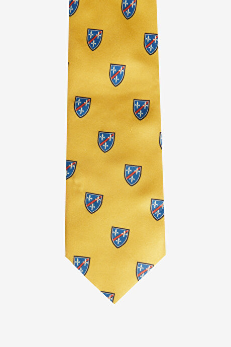 Desenli İpek Sarı Kravat resmi