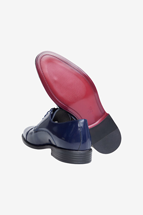 %100 Deri Klasik Rugan Lacivert Ayakkabı resmi