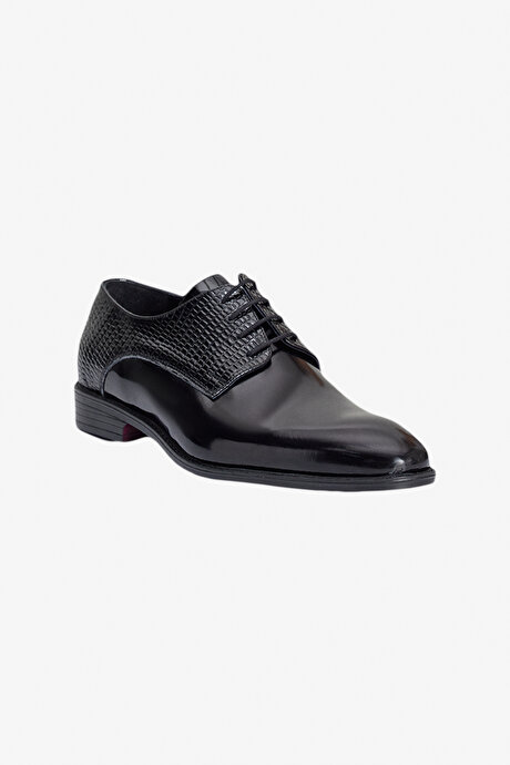 %100 Deri Klasik Rugan Siyah Ayakkabı resmi
