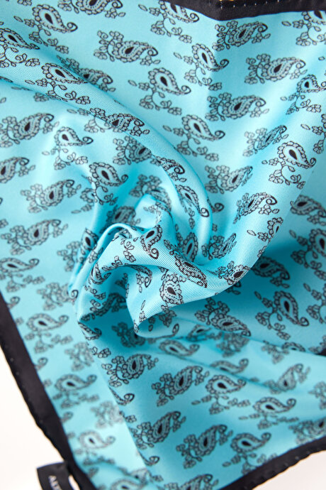 Desenli Turkuaz Mendil resmi