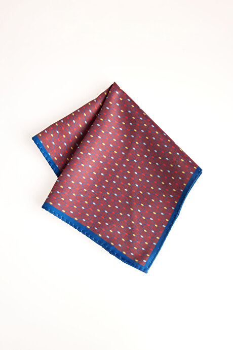 Desenli Kırmızı-Lacivert Mendil resmi