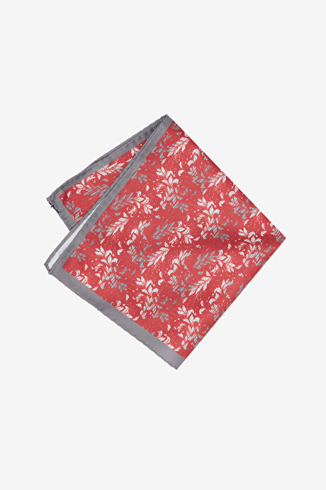 Desenli Kırmızı-Siyah Mendil resmi