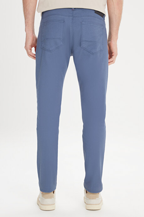 Slim Fit Dar Kesim 5 Cep Armürlü Esnek Petrol Pantolon resmi