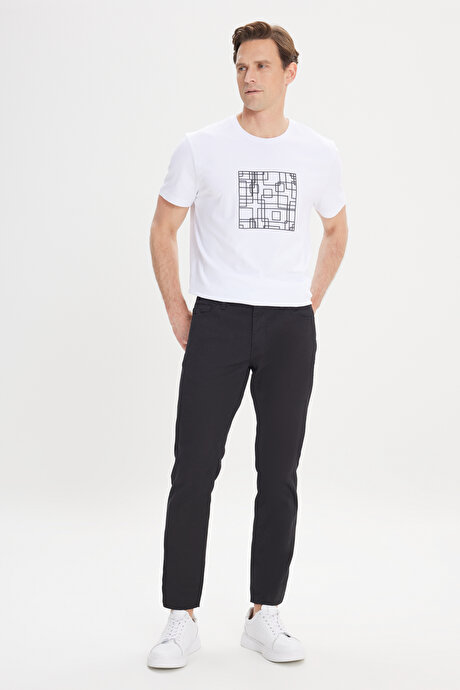 Slim Fit Dar Kesim 5 Cep Armürlü Esnek Siyah Pantolon resmi