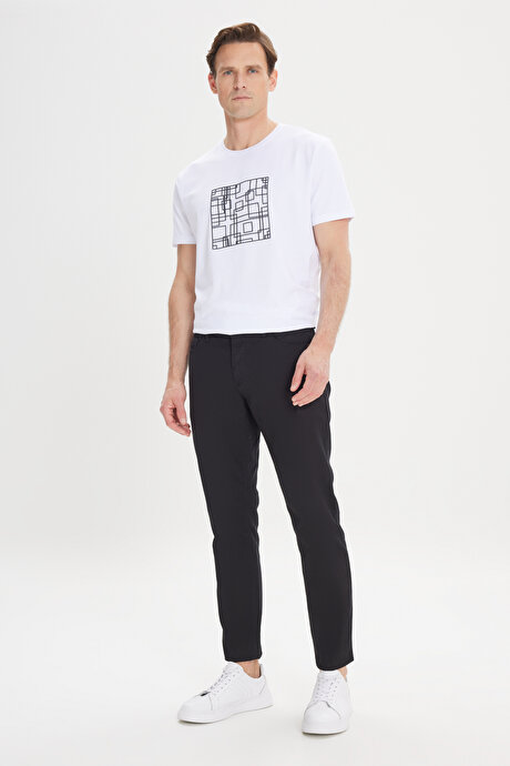 Slim Fit Dar Kesim 5 Cep Armürlü Esnek Siyah Pantolon resmi