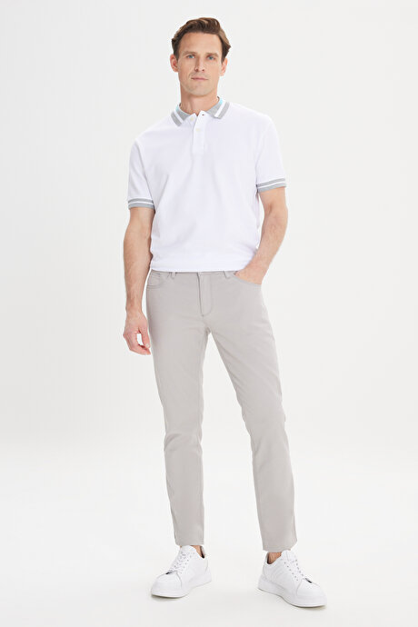 Slim Fit Dar Kesim 5 Cep Armürlü Esnek Taş Pantolon resmi