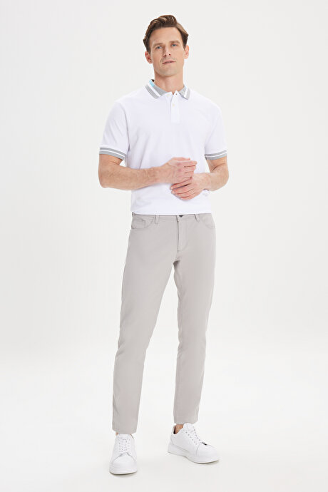 Slim Fit Dar Kesim 5 Cep Armürlü Esnek Taş Pantolon resmi