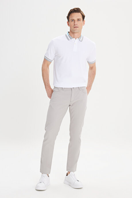 Slim Fit Dar Kesim 5 Cep Armürlü Esnek Taş Pantolon resmi